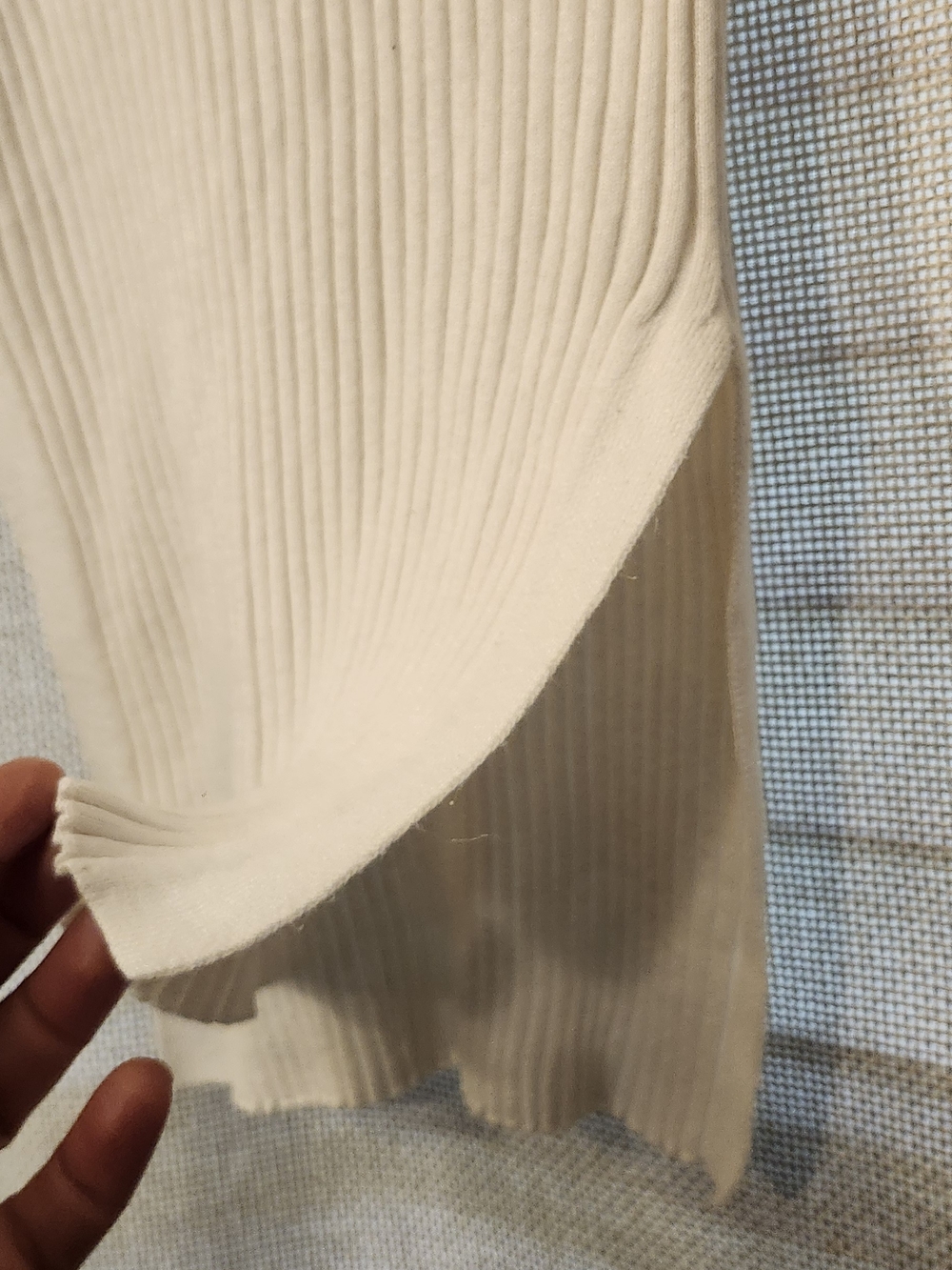Ambiance Cream Ribbed V-Neck Sweater - Picture 4 of 7